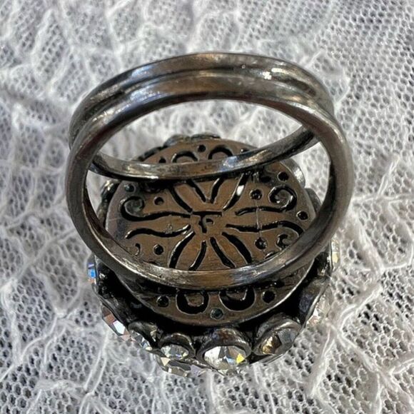 Vintage Fossil Rhinestone Disco Ball Cocktail Ring 7 - Picture 4 of 9